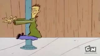 Ed from Ed Edd n Eddy continually runs into a pole for a minute.