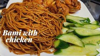 HOW TO MAKE BAMI WITH CHICKEN/ SURINAMESE STYLE BAMI/ QUICK AND EASY SPAGHETTI STIR FRY