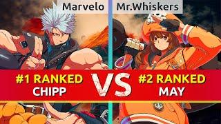 GGST ▰ Marvelo (#1 Ranked Chipp) vs Mr.Whiskers (#2 Ranked May). High Level Gameplay