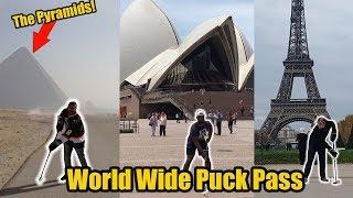 Passing a hockey puck across the WORLD!