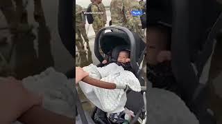 Dad comes home from deployment to meet his little one for the first time ️️￼