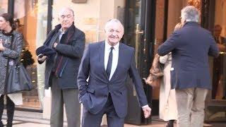 EXCLUSIVE - Jean Michel Aulas leaves the Plaza Athenee Hotel in Paris