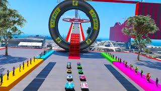 Spinner jumping challenge Superheroes Mods in GTA V Hot Wheels Cars Spiderman Chucky Slenderman mod