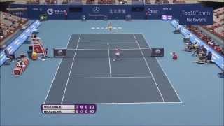 Lucie Hradecka wins an awesome point against Caroline Wozniacki - Hot Shot [Beijing 2011]