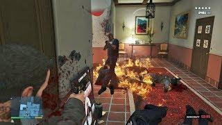 GTA 5 - Michael's FIVE STAR COP BATTLE IN HIS MANSION (GTA V Funny Moments)