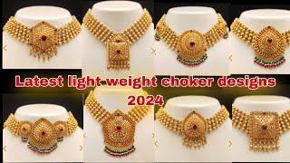 light weight choker gold necklace/latest choker necklace designs 2024/choker necklace designs/temple