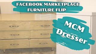 Facebook Marketplace Furniture Flip | Trash to Treasure | Furniture Flip | MCM Furniture Makeover