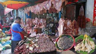 Morning Food Market @Tuol Sangke - Daily Lifestyle & Activities of Vendors Selling Food in Market