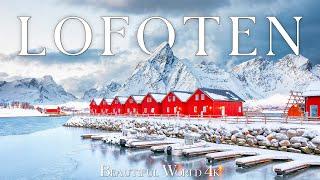 Lofoten 4K Winter Beauty - Snowy Peaks, Icy Seas and Charming Red Cabins - Piano Relaxing