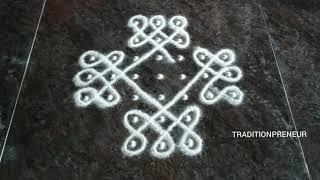 Simple 7-3 dots Sikku kolam | South Indian Traditional Rangoli | #Traditionpreneur