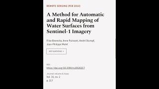 A Method for Automatic and Rapid Mapping of Water Surfaces from Sentinel-1 Imagery | RTCL.TV