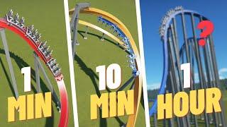 1 MINUTE Single Rail Coaster VS 1 HOUR Single Rail Coaster | Planet Coaster Challenge