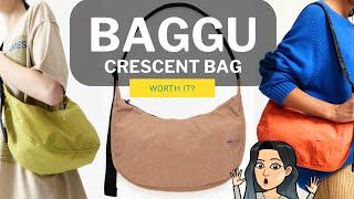 BAGGU CRESCENT BAG - BAGGU BAG REVIEW WORTH IT? BAGGU CRESCENT MEDIUM SMALL SIZE COMPARISON