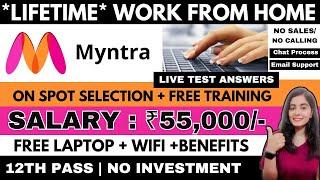 MYNTRA | LIVE TEST ANSWERS | WORK FROM HOME JOBS 2024 | ONLINE JOBS AT HOME | 12TH PASS | NO FEES