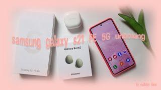 samsung galaxy s21 fe 5g unboxing  galaxy buds2 + phone case