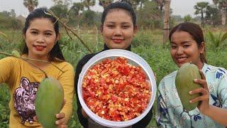 Mouthwatering eating big mango with chili salt | SIS Cooking TV