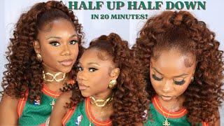 HALF UP HALF DOWN HAIR TUTORIAL | LESS THAN 20 MINUTES | NO SEW IN OR QUICK WEAVE | CHEV B TUTORIALS