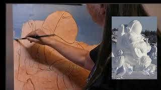 How to paint a snow sculpture in Acrylic week 1 - Live