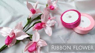 DIY lady slipper orcid from satin ribbon/how to make orcid with satin ribbon