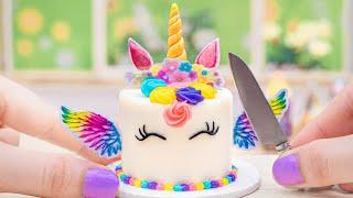 Wonderful Miniature UNICORN | Magical Yummy Rainbow Cake Decoration | Tiny Cakes Recipe