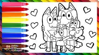 Drawing and Coloring Bluey and Her Family ️ Drawings for Kids