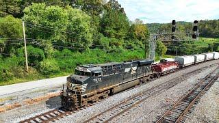 Norfolk Southern 168 with A single leader North through Oakdale Tennessee