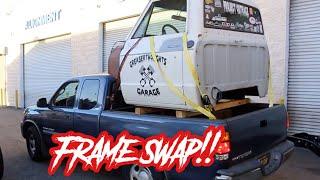 Cab Almost Fell of the Truck!! Starting the C10 Shortbed Conversion!