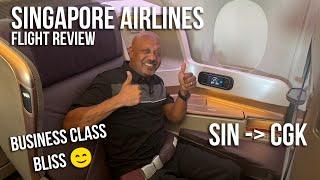 "Luxury in the Skies: Singapore Airlines Business Class Review -A350-900 | SIN to CGK Experience!"