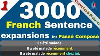 Learn French Faster: French sentence expansion exercises, 9000 Conjugation for Passé Composé Mastery