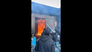 AEL hooligans set fire the main Apollon fan-club. 14.02.2021