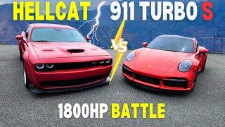 1000HP Turbo Hellcat Races 900HP Porsche 911 Turbo S