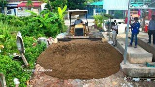 Starting New Project Filling Sand By 5Ton Dump Trucks Unloading Sand And D21P DOZER Pushing Sand