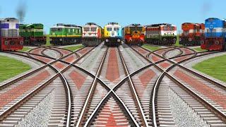 NINE TRAINS CROSSING BY CORVED BRANCHED RAILROAD TRICKS RISKY RAILROAD TRICKS/trainz world4