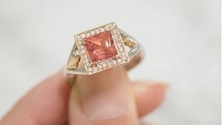 Feeling Peachy | Peach Sapphire and Diamond Halo Ring | The Village Goldsmith