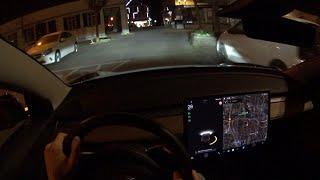 2021 Tesla Model 3 Performance - city night drive | POV