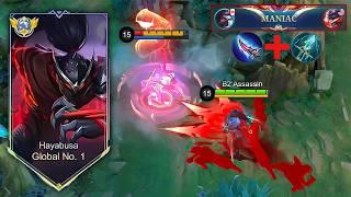 MANIAC HAYABSUA BEST WINSTREAK BUILD 1HIT SOLO HIGHT RANK -Mobile Legends