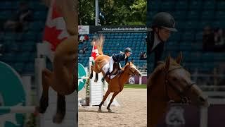 Jumping on my chestnut pony in a show#horsegirl #ai #showjumping