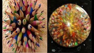 Woodturning - Coloured Pencil Explosion Sphere