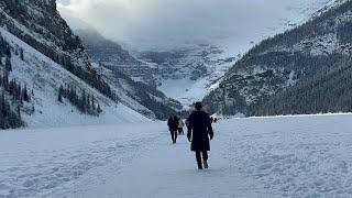 梦莲湖越野滑雪和露易丝湖的冰雪世界 Cross Country Skiing at Moraine Lake Road and Hiking on Lake Louise 2024Feb10