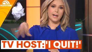 ‘I QUIT!’ LIVE On TV | Sunrise star Edwina Bartholomew fumes over motherhood news story