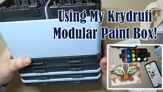 Using my Krydrufi Modular All-In-One Art Box! Filling with Paints, Doing Paintings & Overall Review