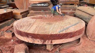 Crazy Woodworking Project / Dining Table Extremely Gigantic From Wooden Tree 1000 Years Old