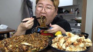 [ ENG SUB ] 해물쟁반짜장 탕수육 먹방 Seafood Black Bean Noodles, Sweet and Sour Pork Mukbang social eating