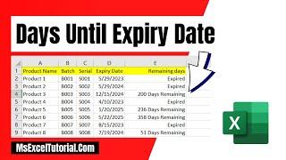 How to Calculate Days Until Expiration Date in Excel