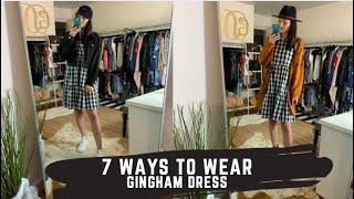 7 Ways to Wear - GINGHAM DRESS - Lookatccglow - Multiple Ways to Style Plaid Dress for Fall / Winter