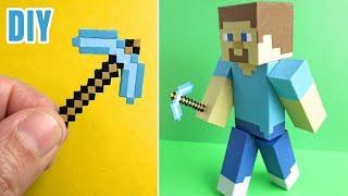 DIY Minecraft Miniature Pickaxe From Scratch ️ | Minecraft Papercraft Pickaxe | Paper Crafts