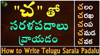 How to write 'చ' Sarala padalu | Telugu varnamala | Hallulatho sarala padalu | Telugu Padalu with Ca