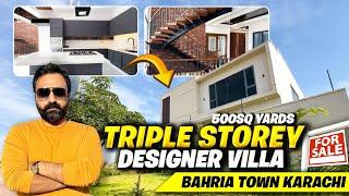 Most EXPENSIVE HOUSE DESIGNED iN 500Sq. Yards Bahria Town Karachi | Huge GARDEN+CINEMA