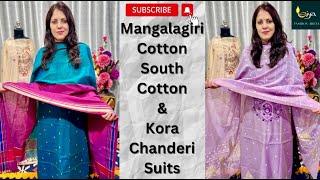 08/03/25Order@7015950491 Beautiful Mangalagiri Cotton, South Cotton & Kora Chanderi Suits