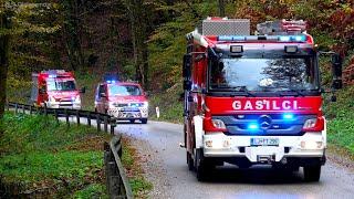 Firefighters from the Firefighters Association of Ljubljana-Sector East - responding to fire drill